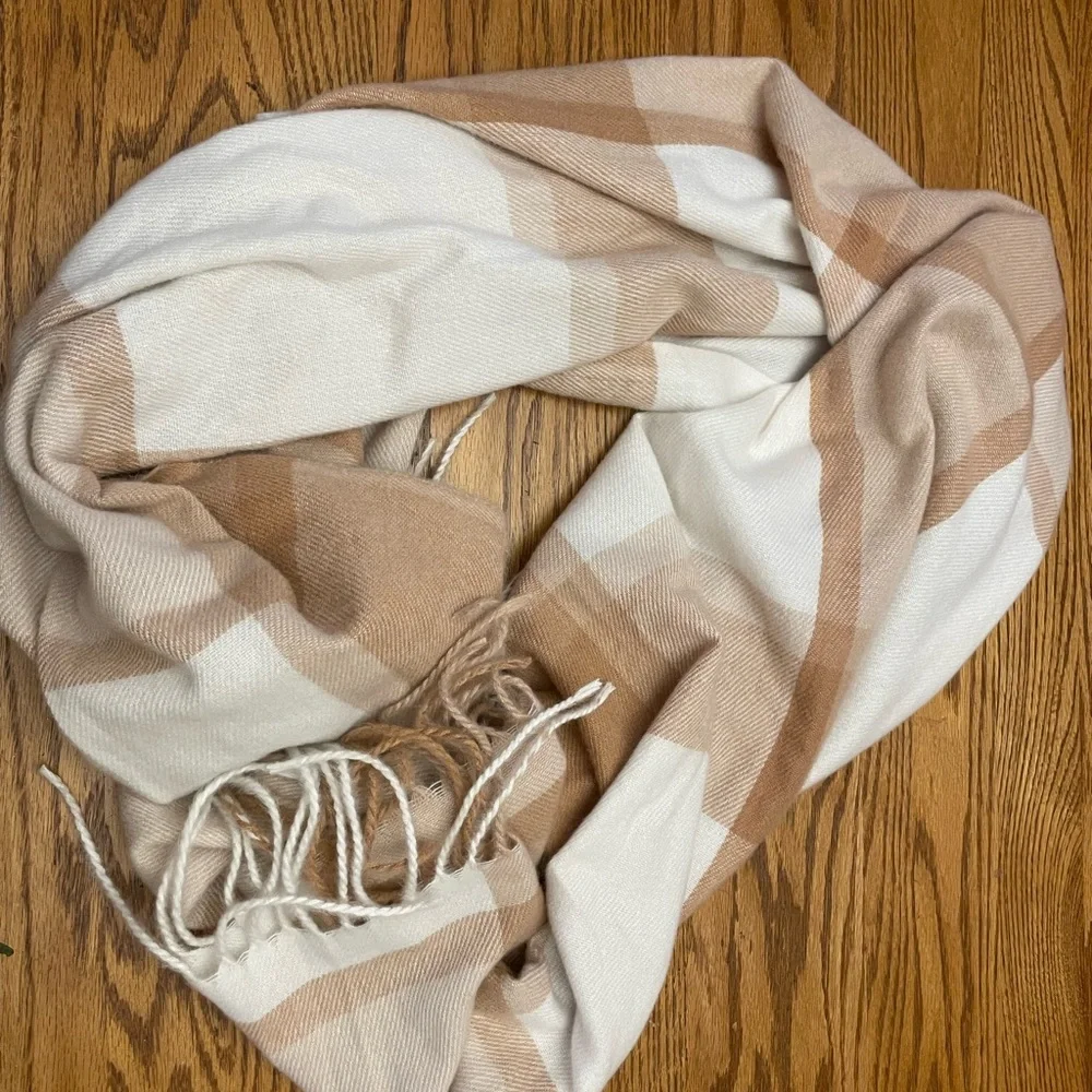 Sonoma Tan and Cream Plaid Throw Blanket